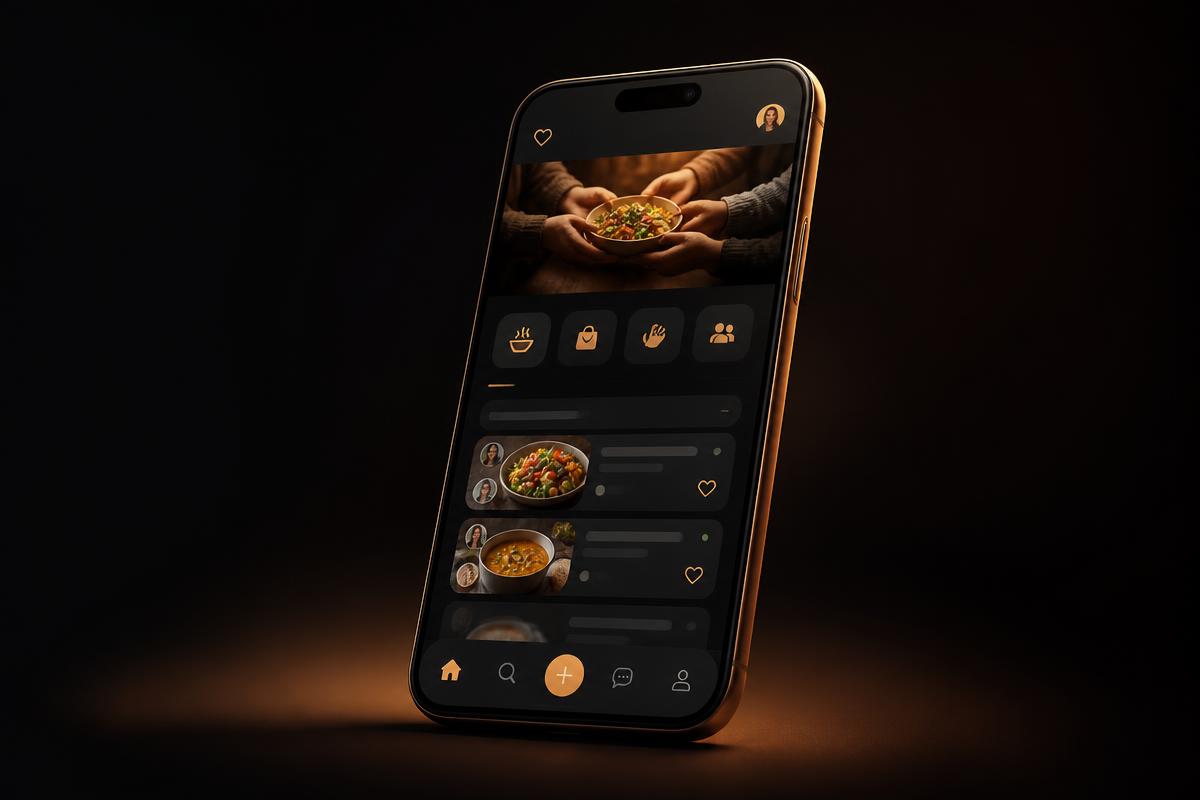 Lanterns and Leftovers mobile app interface on a phone